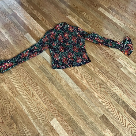 NWT Free People Amelia Printed Blouse Bell Sleeve Blouse $138 Size L - Picture 11 of 16